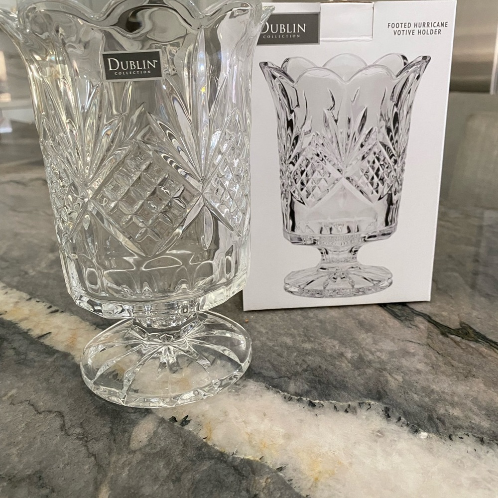Dublin Collection Clear Glass Footed Hurricane Votive Holder